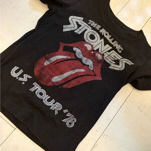 The Rolling Stones Black Tee with Red Tongue Graphic
